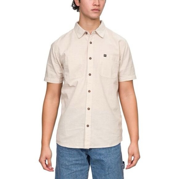 Junk Food Clothing Men's Light Tan Casual Button Down Shirt - Picture 7 of 7